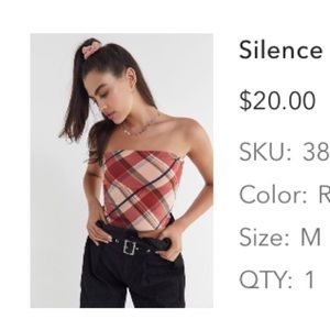UO plaid tube top, built in bra